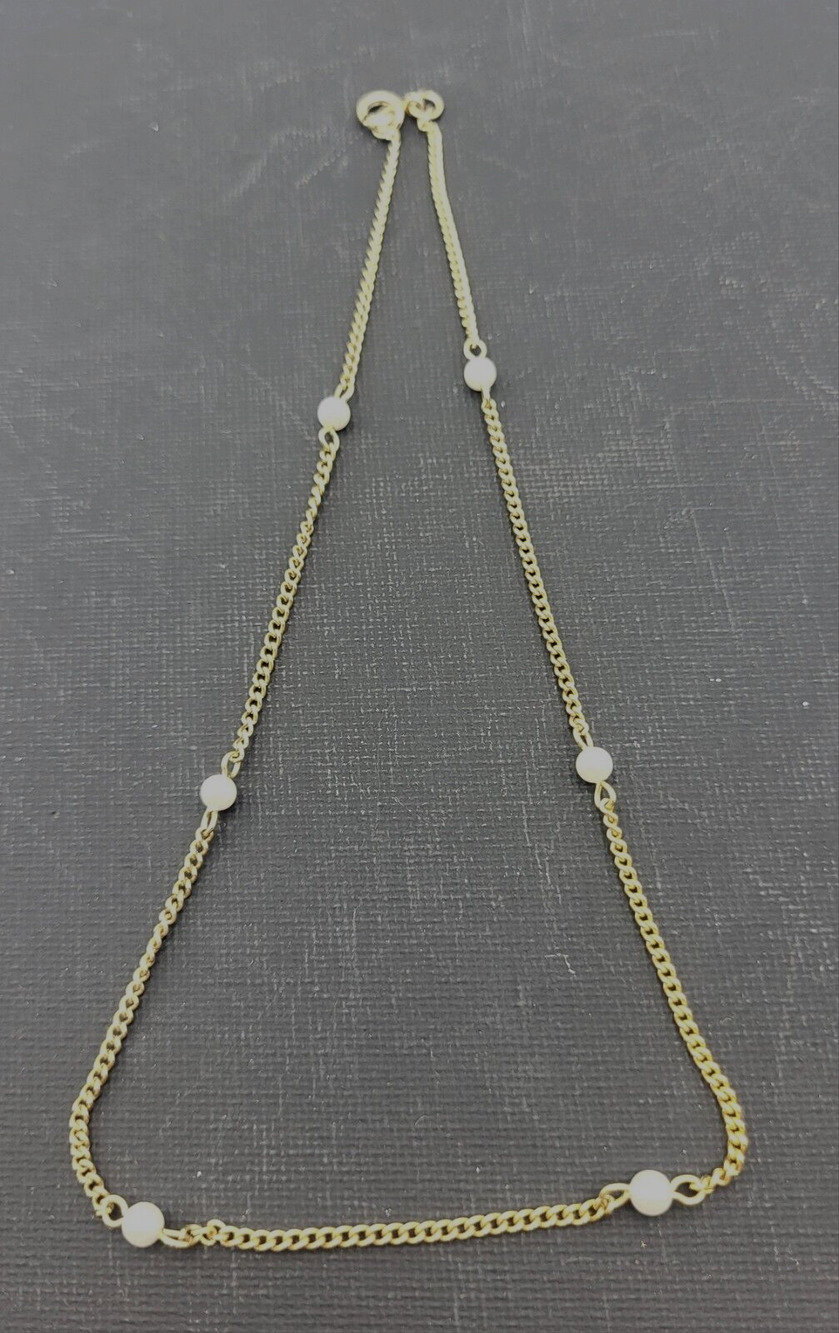 Vintage 60s Gold Pearl Necklace 6 Pearls 15" Long Chain Dainty and Beautiful YK